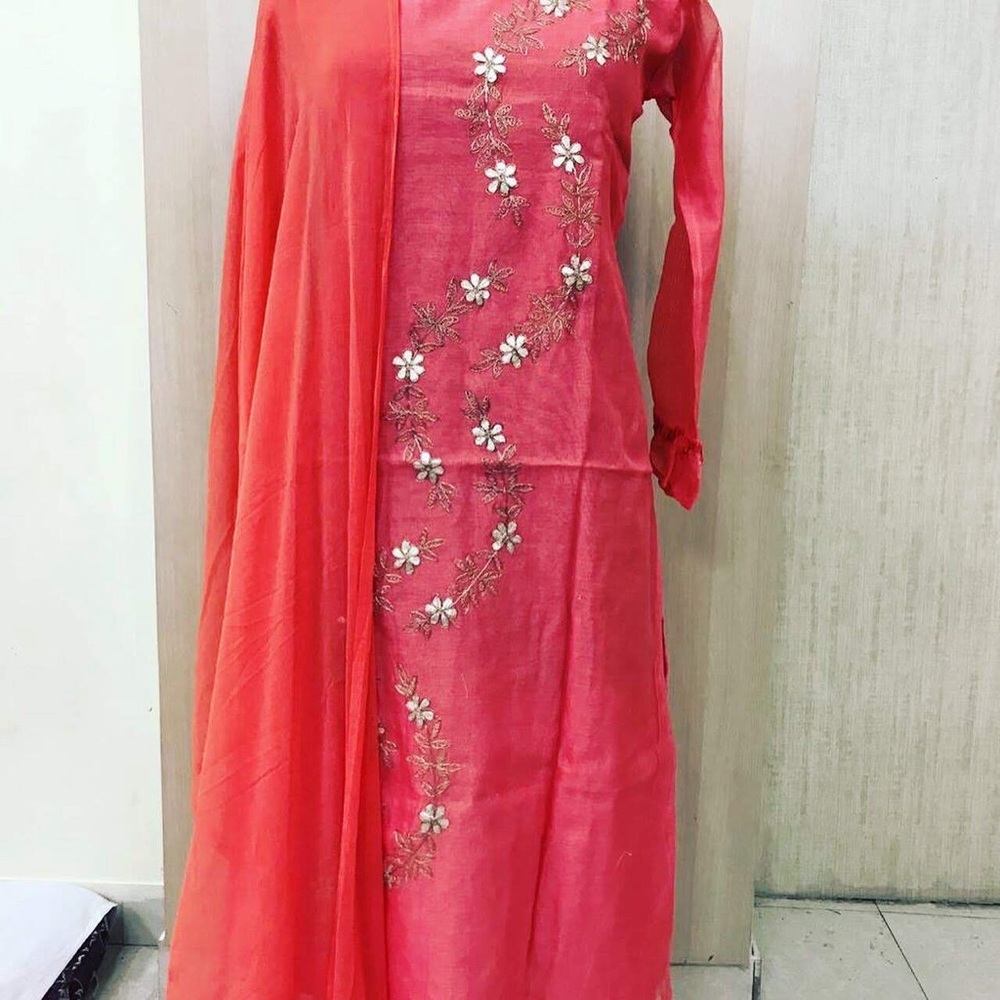Elegant Coral Embroidered suit